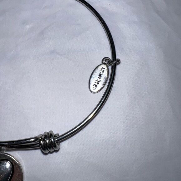 Unwritten Silver Tone Heart Charm Dangle Bangle Bracelet - Picture 3 of 5